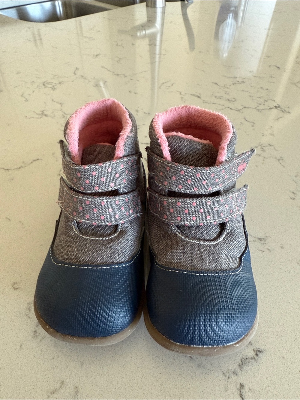 See Kai Run Toddler Basics Ashton High Top Winter boots Pink, gray navy size 8 - Picture 3 of 7
